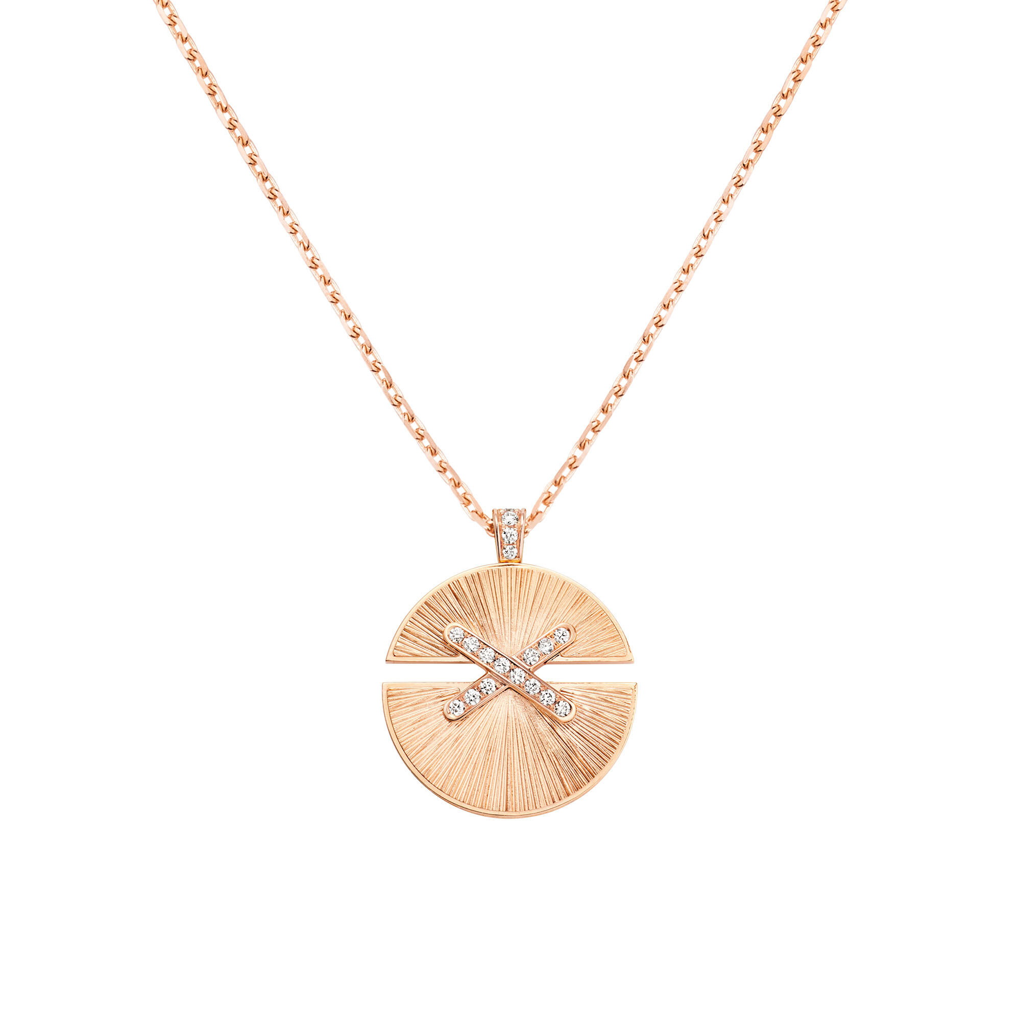 Jeux De Liens Harmony Medium Rose Gold and Diamond Sunray Pendant