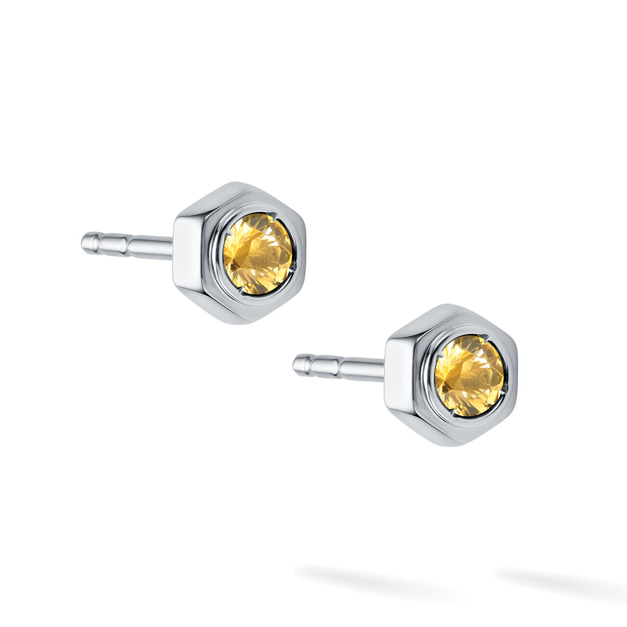 Citrine and Silver Stud Earrings image number 2