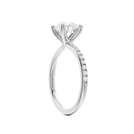 Birks Ros&eacute;e du Matin Round Solitaire Diamond Engagement Ring with Diamond Band image number 3