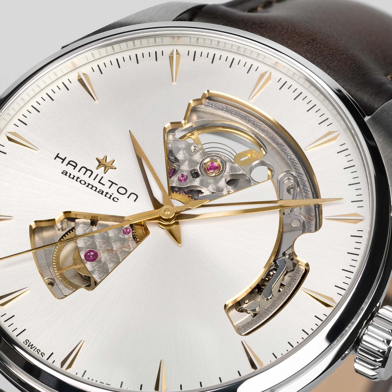 Hamilton Jazzmaster Open Heart 40 mm automatique en acier inoxydable image number 4