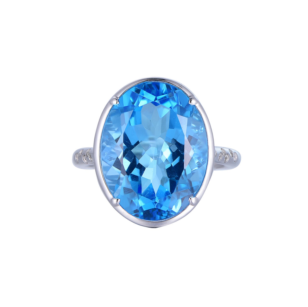 Oval Swiss Blue Topaz Ring in White Gold image number 0