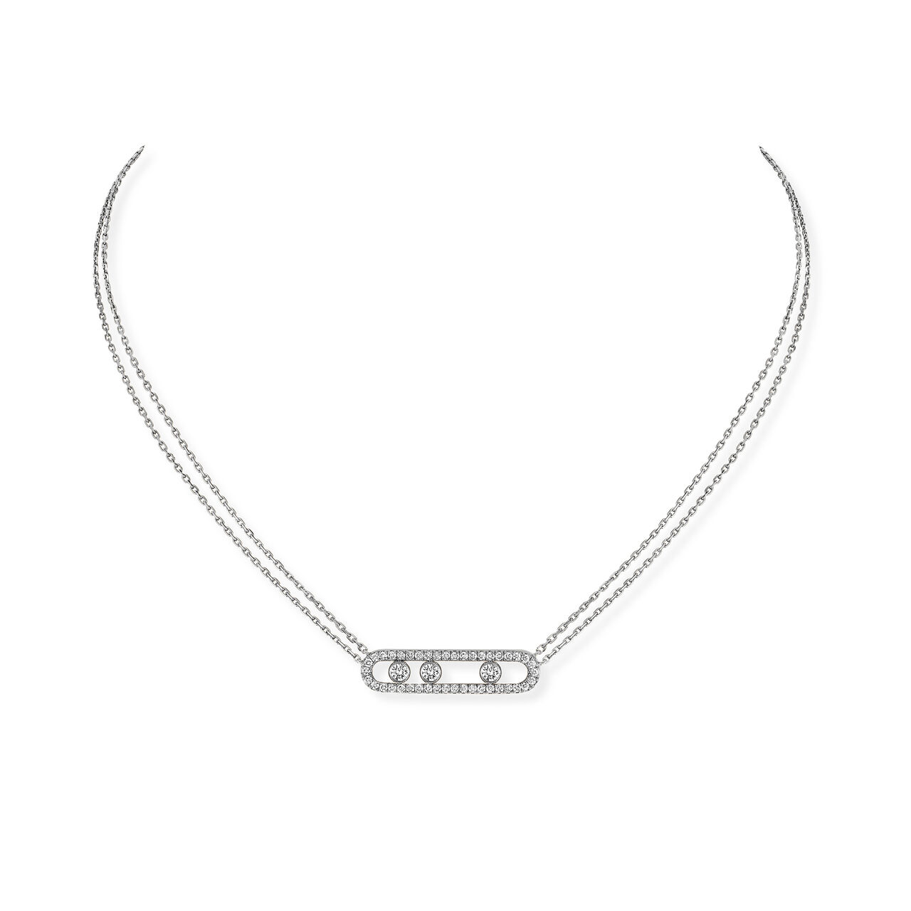 Pendentif Move Classique en or blanc avec pavé de diamants image number 0