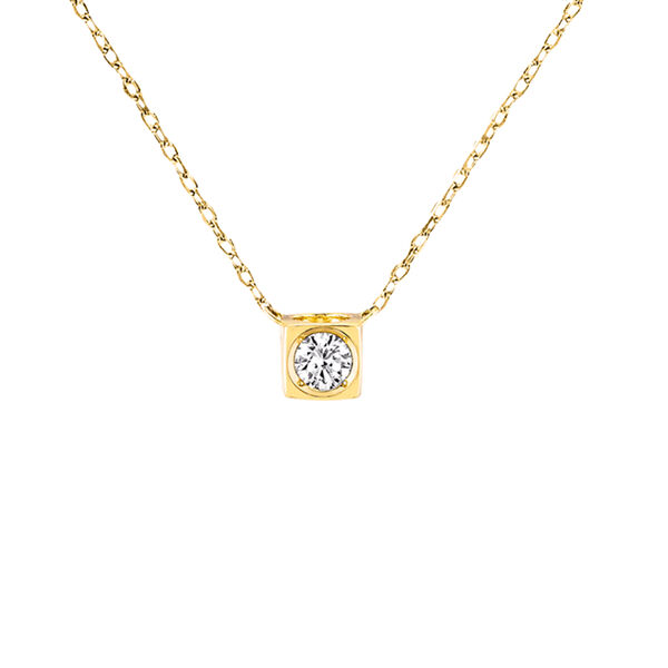 Collier Le Cube Diamant en or jaune avec diamant, moyen modèle 