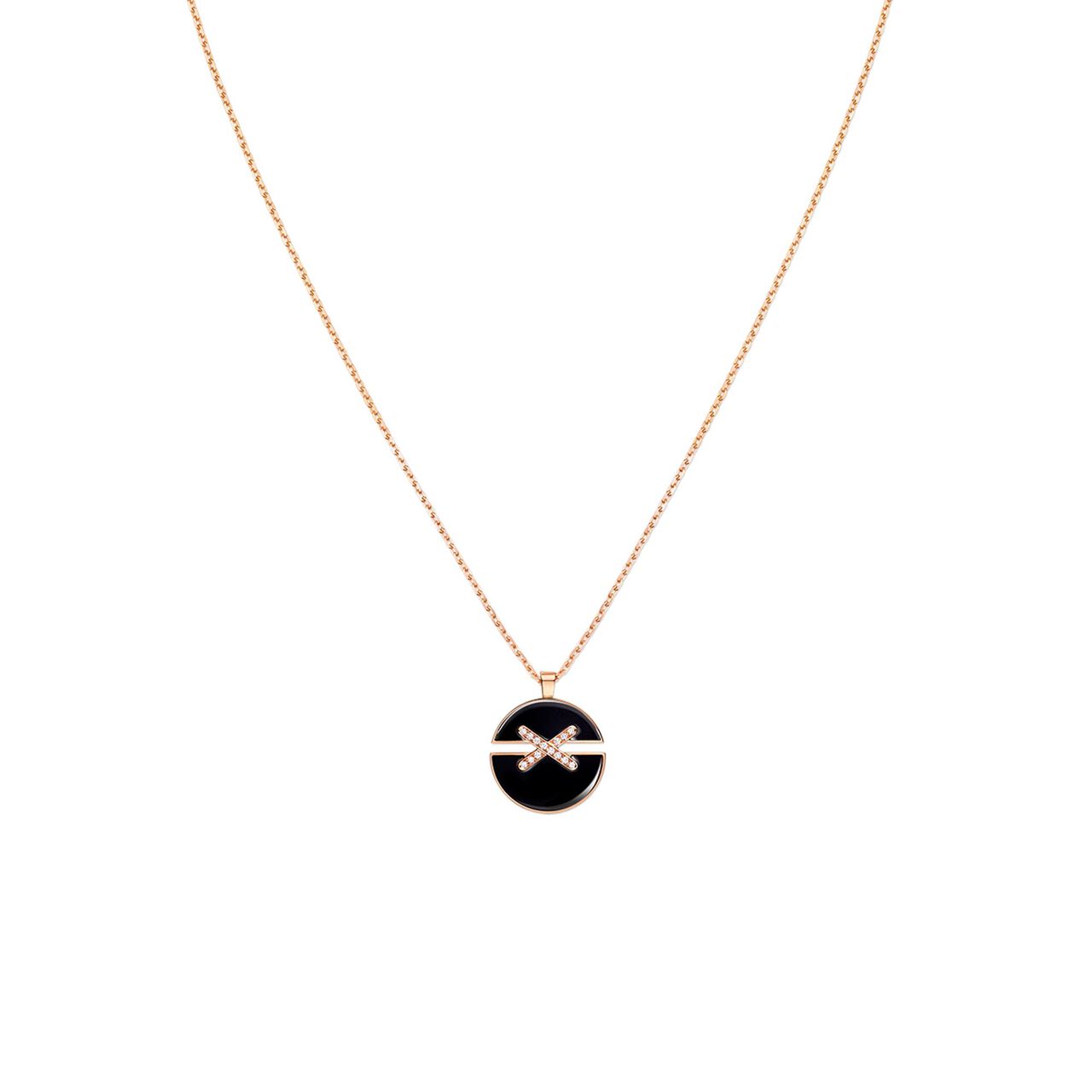 chaumet jeux de liens harmony medium rose gold onyx diamond necklace 084998 front image number 0