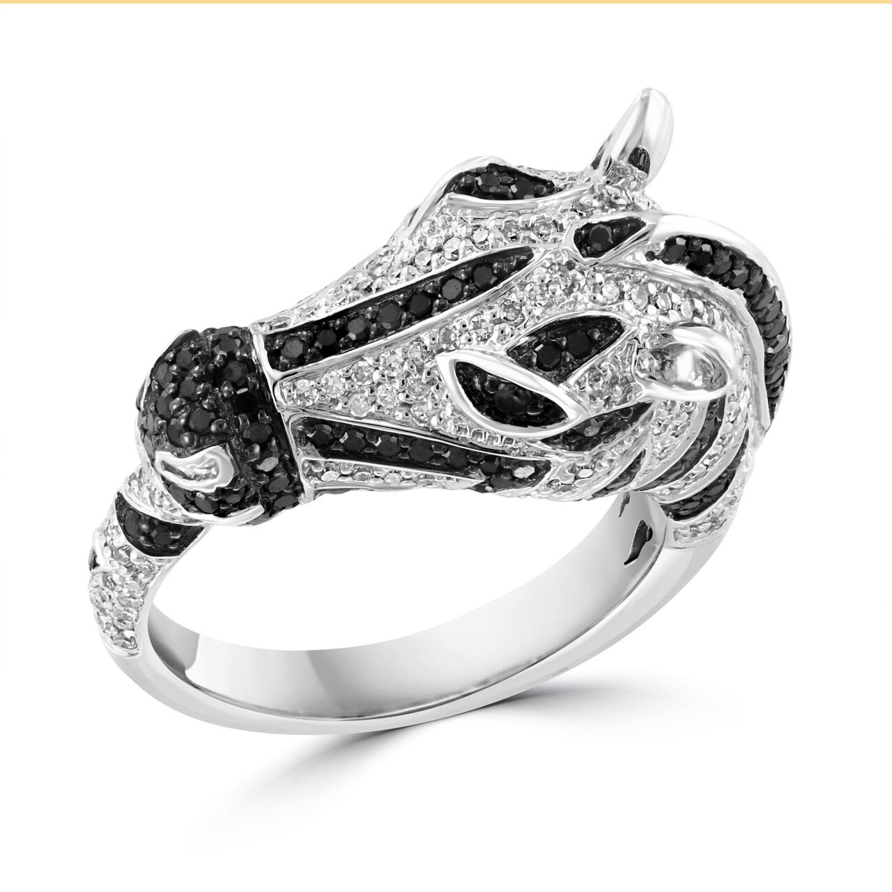 Maison Birks Salon Diamond, Black Diamond, and Sapphire Zebra Ring RH06419SB Angle image number 1