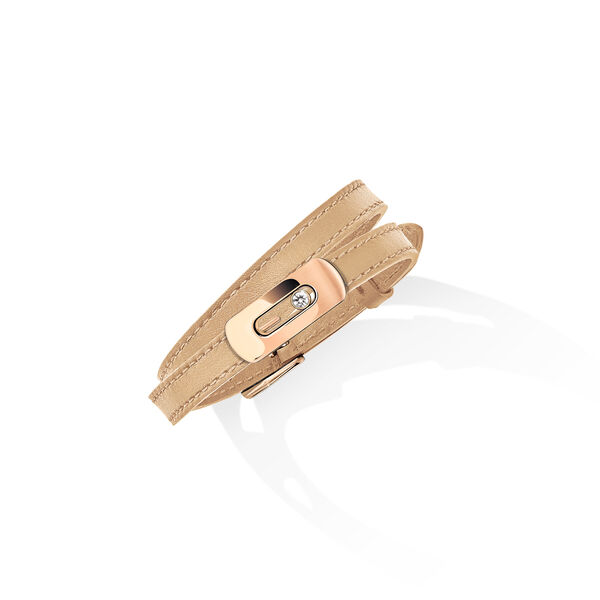 My Move Rose Gold Diamond Leather Bracelet
