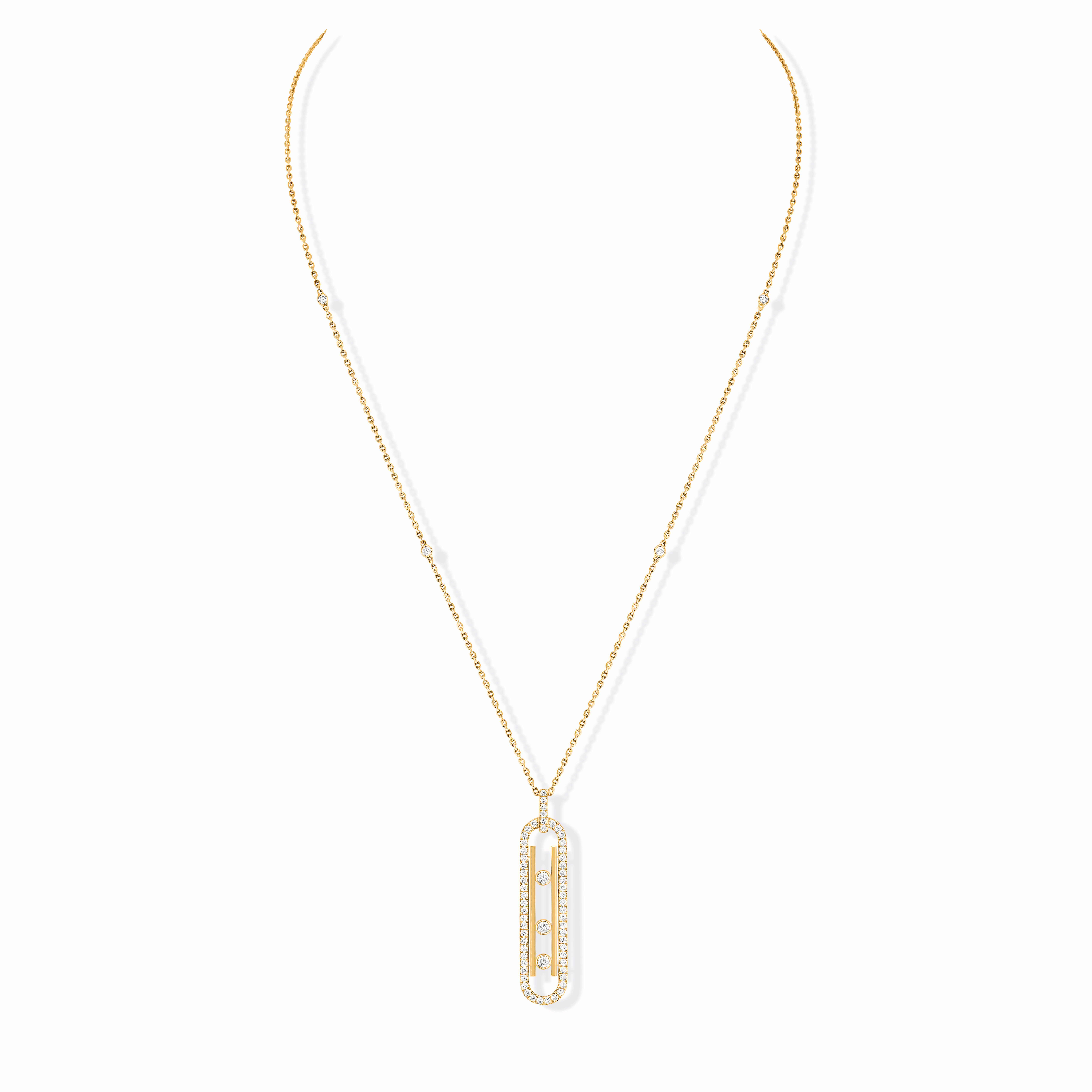 Move 10th Small Yellow Gold and Diamond Pavé Pendant