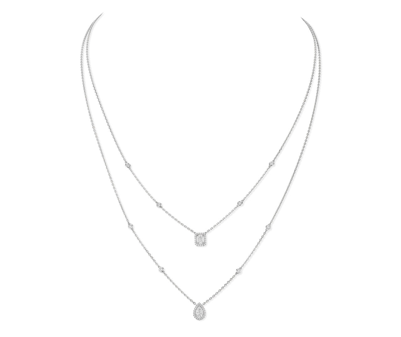 My Twin White Gold and Diamond Pavé 2-Row Necklace image number 0