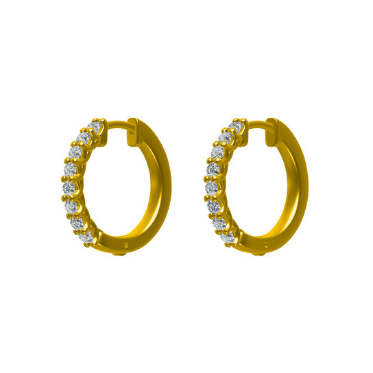Yellow Gold and Diamond Hoop Earrings image number 0