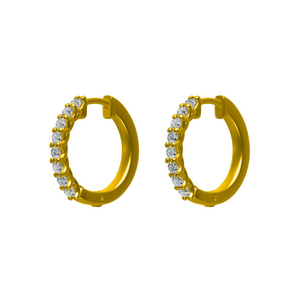 Yellow Gold and Diamond Hoop Earrings