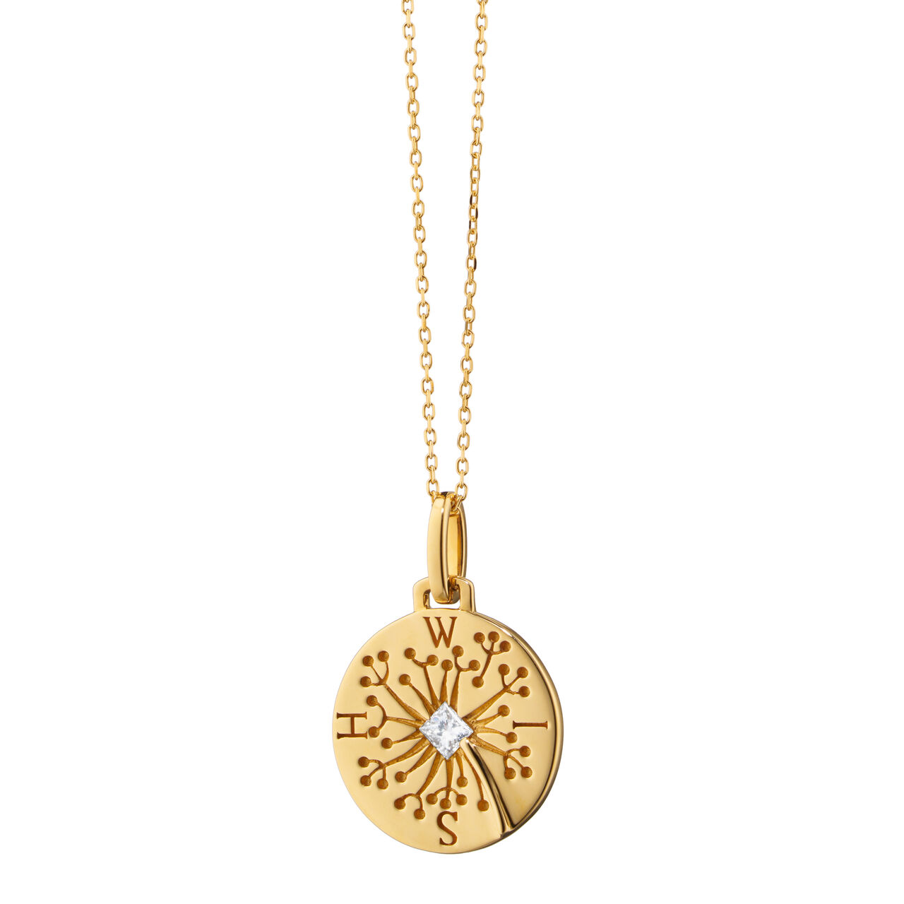Monica Rich Kosann Modern Charm Necklaces Dandelion Intaglio Yellow Gold Pendant image number 0