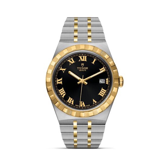 tudor royal 38 mm steel case yellow gold bezel black dial steel and gold bracelet m28503 0006 image number 0
