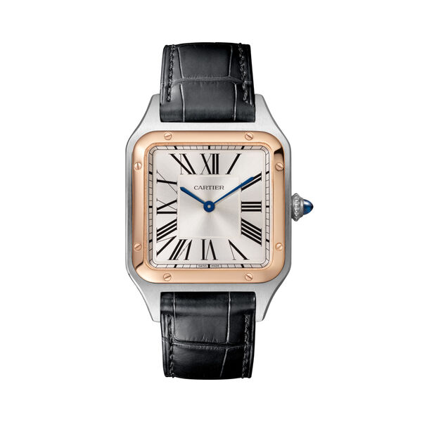 Santos-Dumont Large Quartz 43 x 31 mm Rose Gold and Stainless Steel