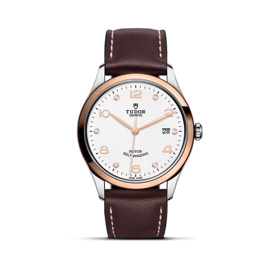 Tudor 1926 39Mm Steel Case White Diamond - Set Dial Brown Leather Strap Rose Gold Bezel image number 0