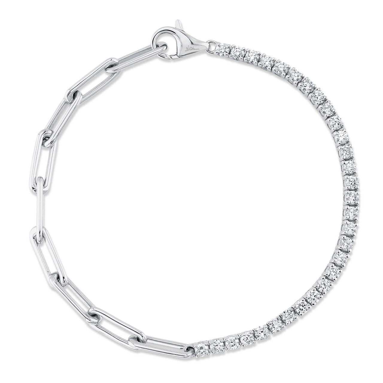 Shy Creation Kate White Gold and Diamond Paper Clip Link Bracelet SC55021638 image number 0