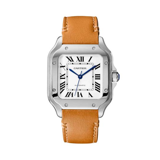 santos cartier medium automatic 35 steel wssa0029 front leather image number 1