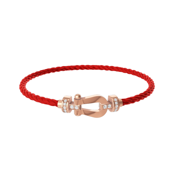 Bracelet cable Force 10 en or rose avec pav&eacute; de diamants, mod&egrave;le moyen