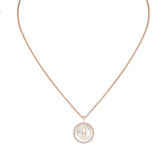 Lucky Move Small Rose Gold White Mother-Of-Pearl & Diamond Pavé Pendant image number 1