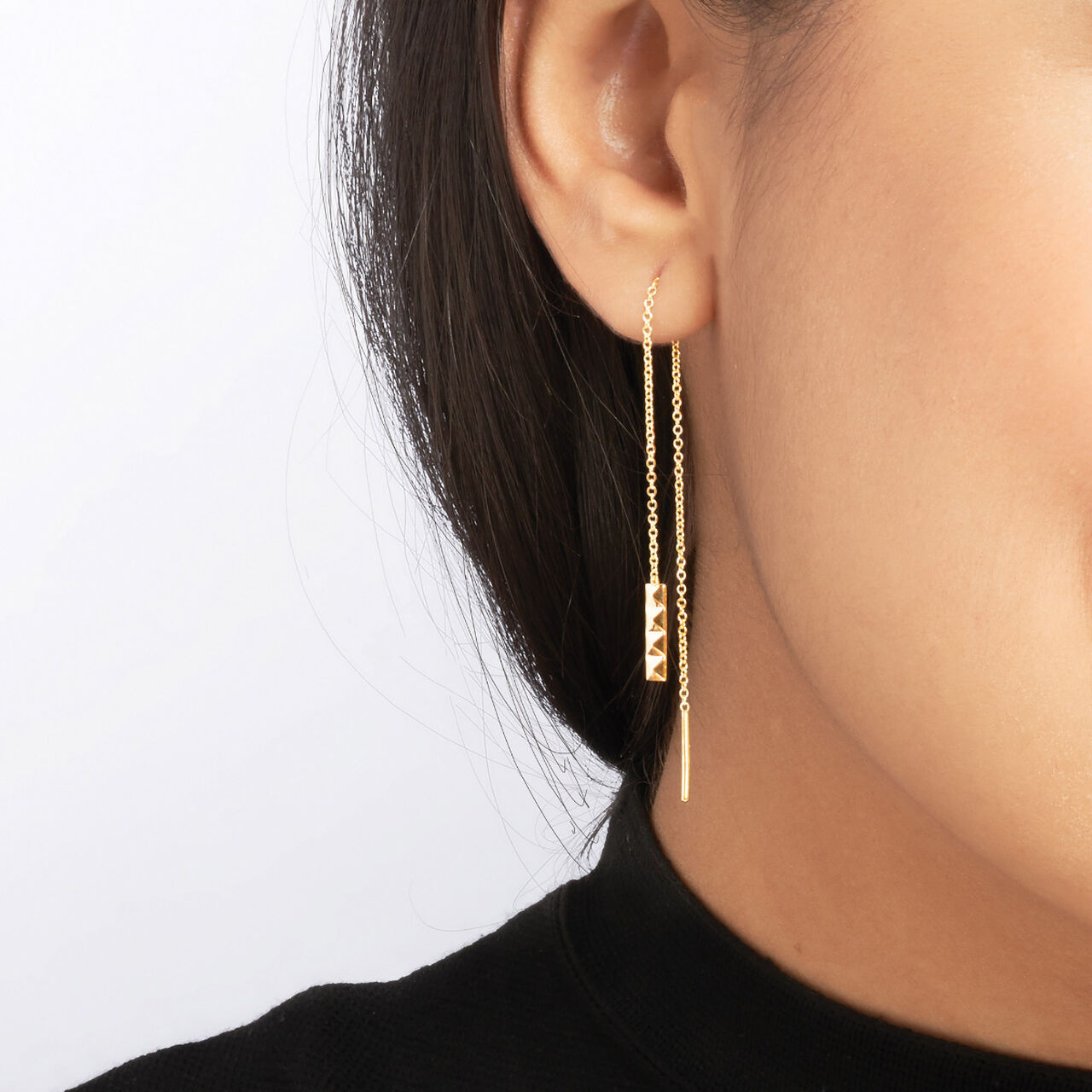 Yellow Gold Pixel Chain Earrings image number 1