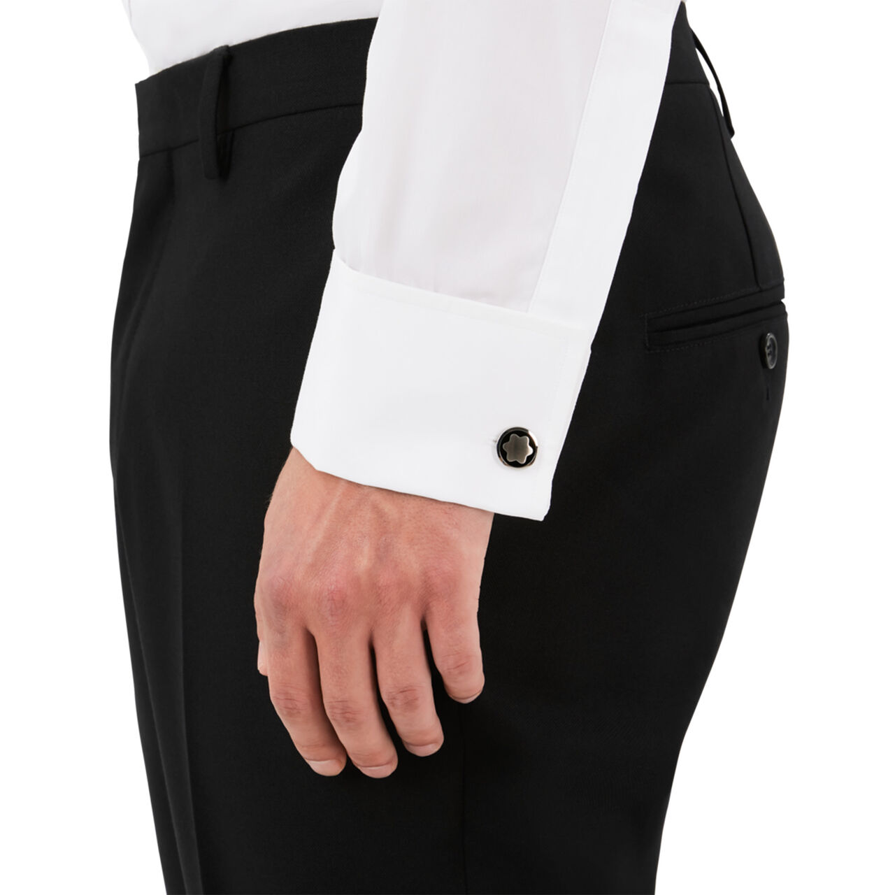 Montblanc Boutons de manchette Star en acier inoxydable avec onyx image number 1