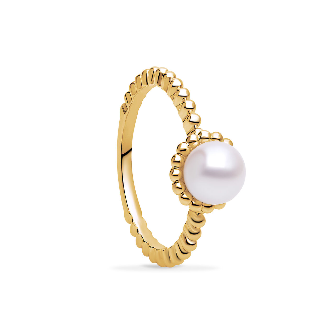 Birks Essentials Bague en or jaune avec perle d&rsquo;eau douce et billes d&rsquo;or image number 2