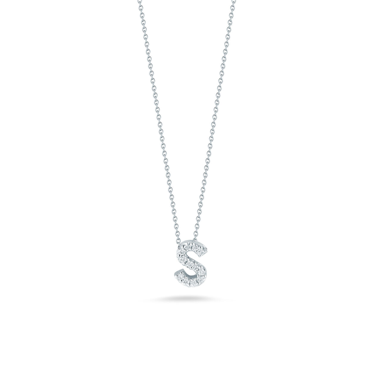 maison birks roberto coin tiny treasures love letter s white gold diamondnecklace image number 0