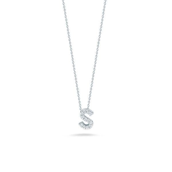 Tiny Treasures  Love Letter S White Gold DiamondNecklace