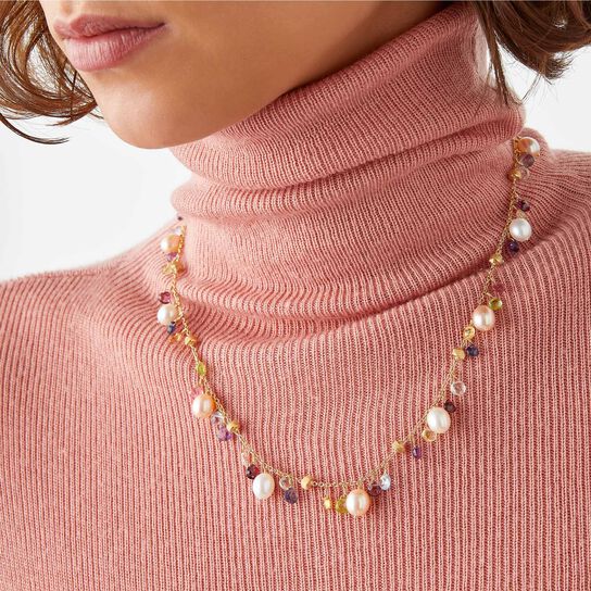 Marco Bicego Paradise Yellow Gold, Semi-Precious Gemstone and Pearl Necklace CB2584E MIX114 model image number 1