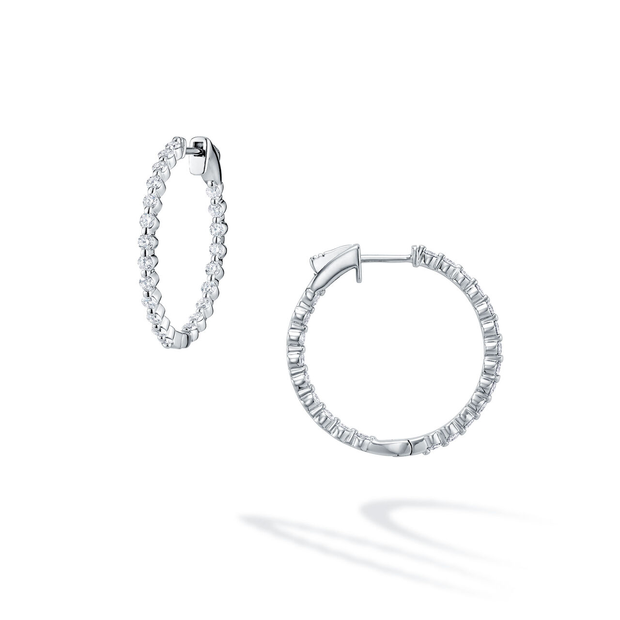 bijoux birks essentials small white gold and diamond hoop earrings image number 0