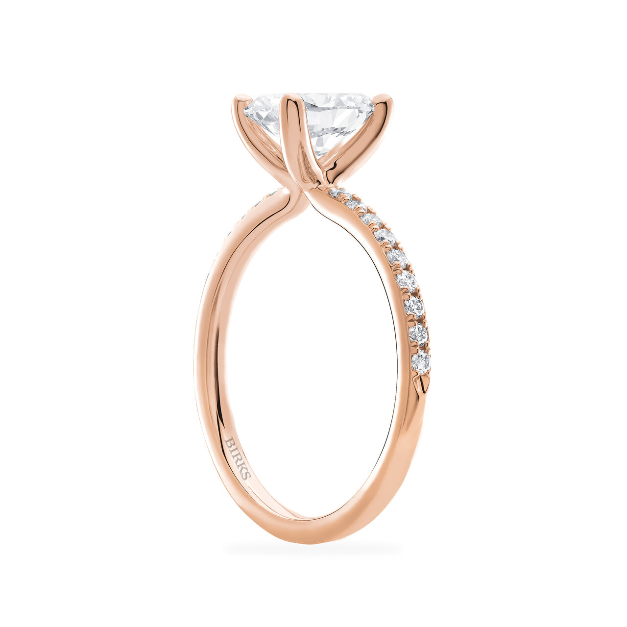 Bague de fiançailles à diamants taille ovale avec bracelet en or rose et pavé image number 1