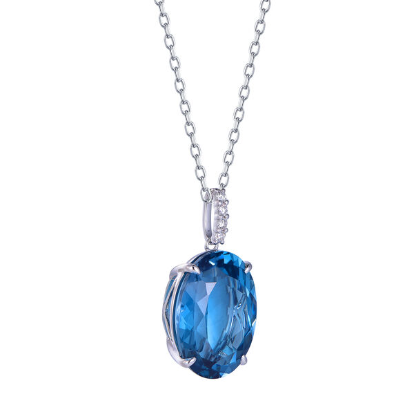 Pendentif Topaze Bleue de Londres en Or Blanc