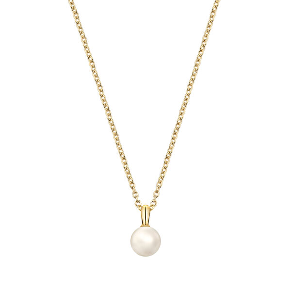 Pendentif avec perle d'eau douce en or jaune pour bébé