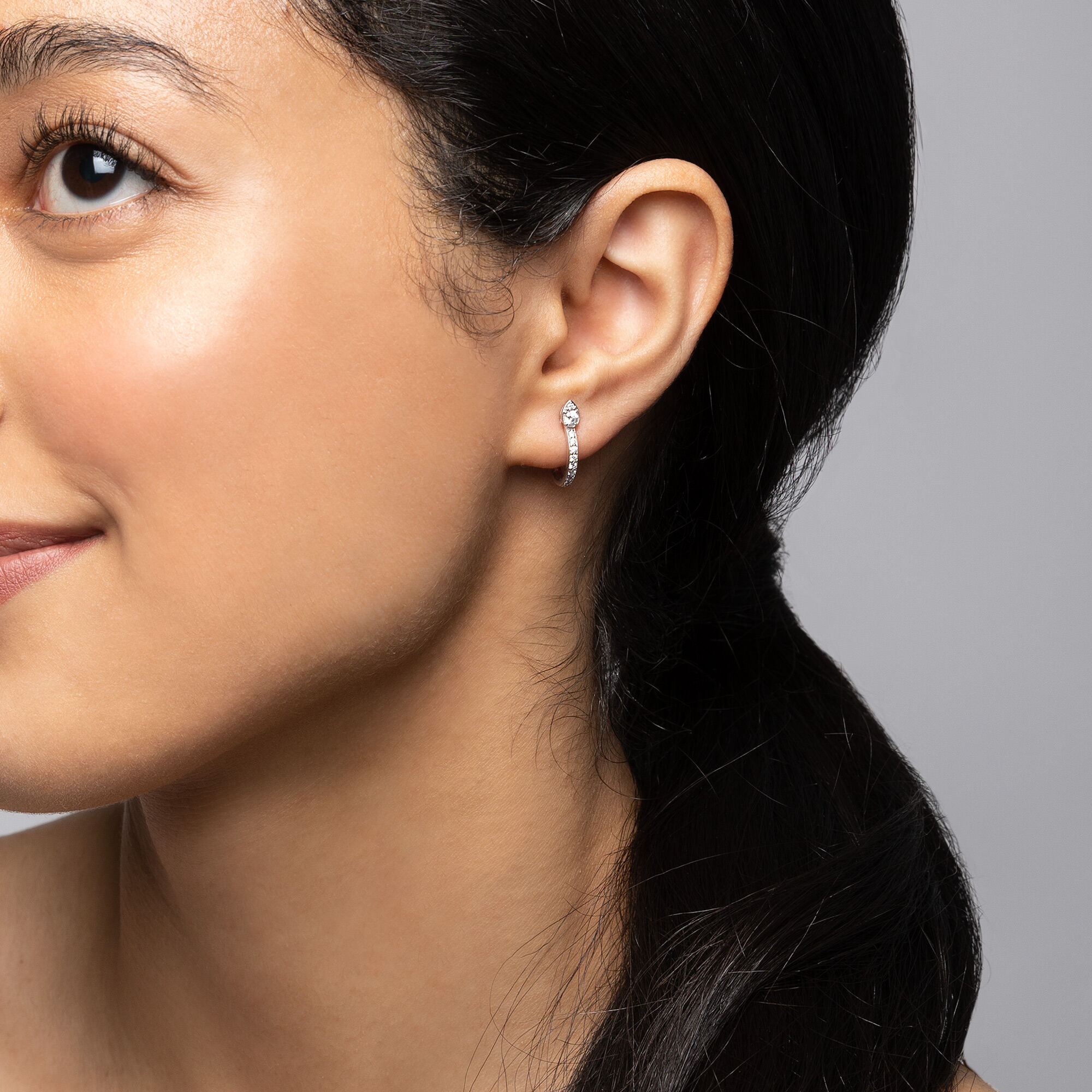 Pave diamond hoop earrings hot sale