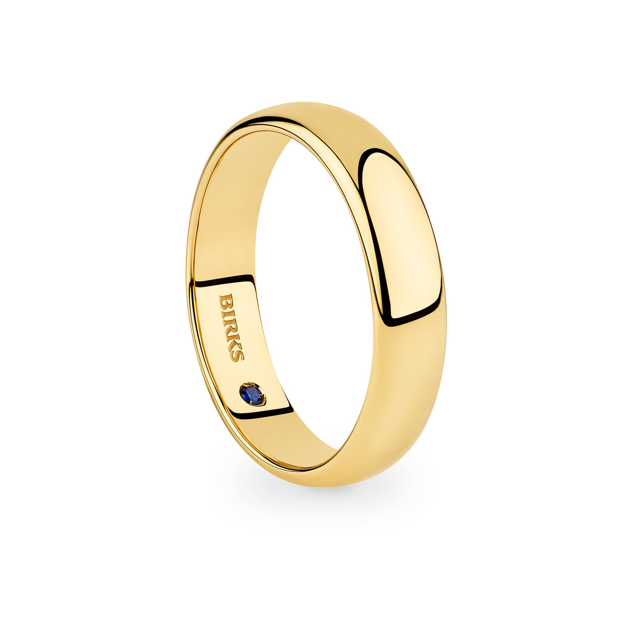 Birks Blue Yellow Gold Wedding Band with Sapphire Accent, 5 mm image number 1