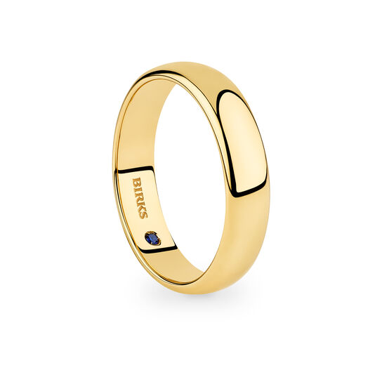 Birks Blue Yellow Gold Wedding Band with Sapphire Accent, 5 mm image number 1