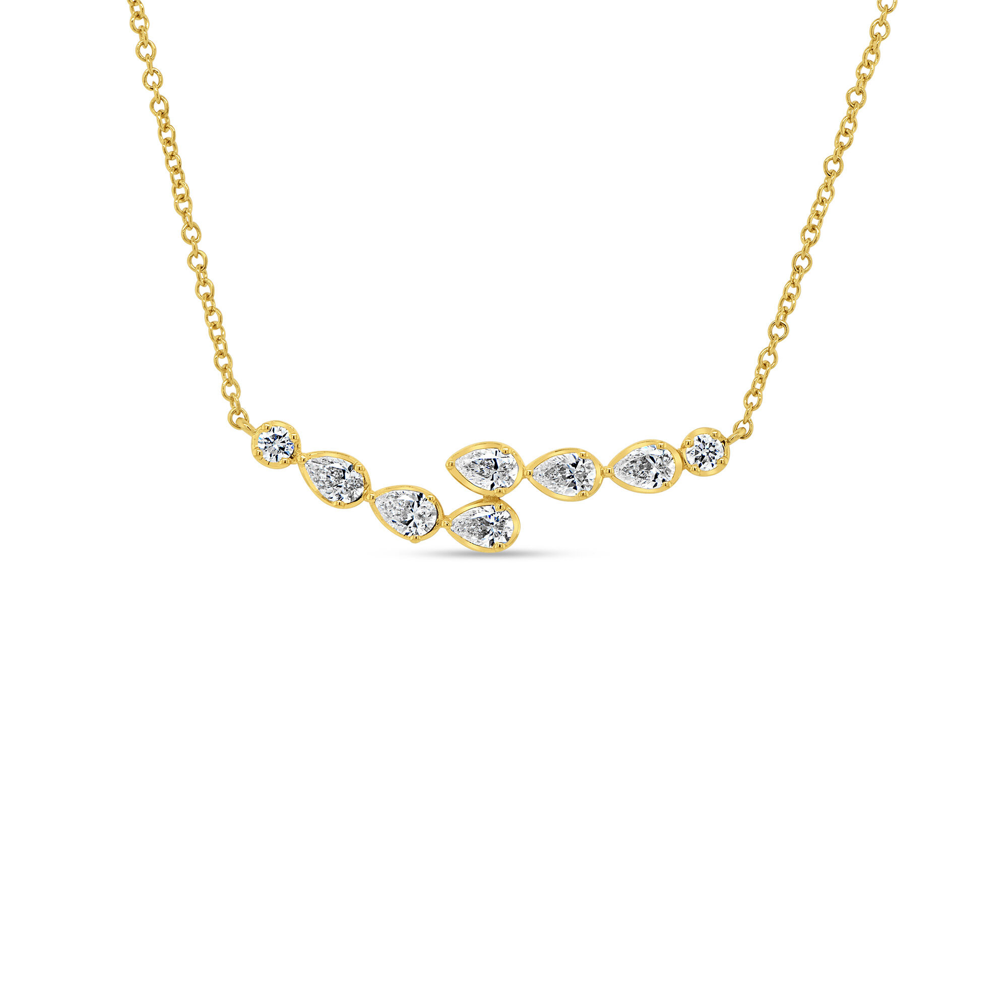 Gatsby Yellow Gold and Diamond Bar Necklace