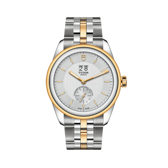 tudor glamour double date 42 mm steel & gold bezel and bracelet gold plated silver dial m57103 0001 image number 0