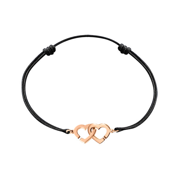 Bracelet sur cordon Double Coeurs R9 en or rose