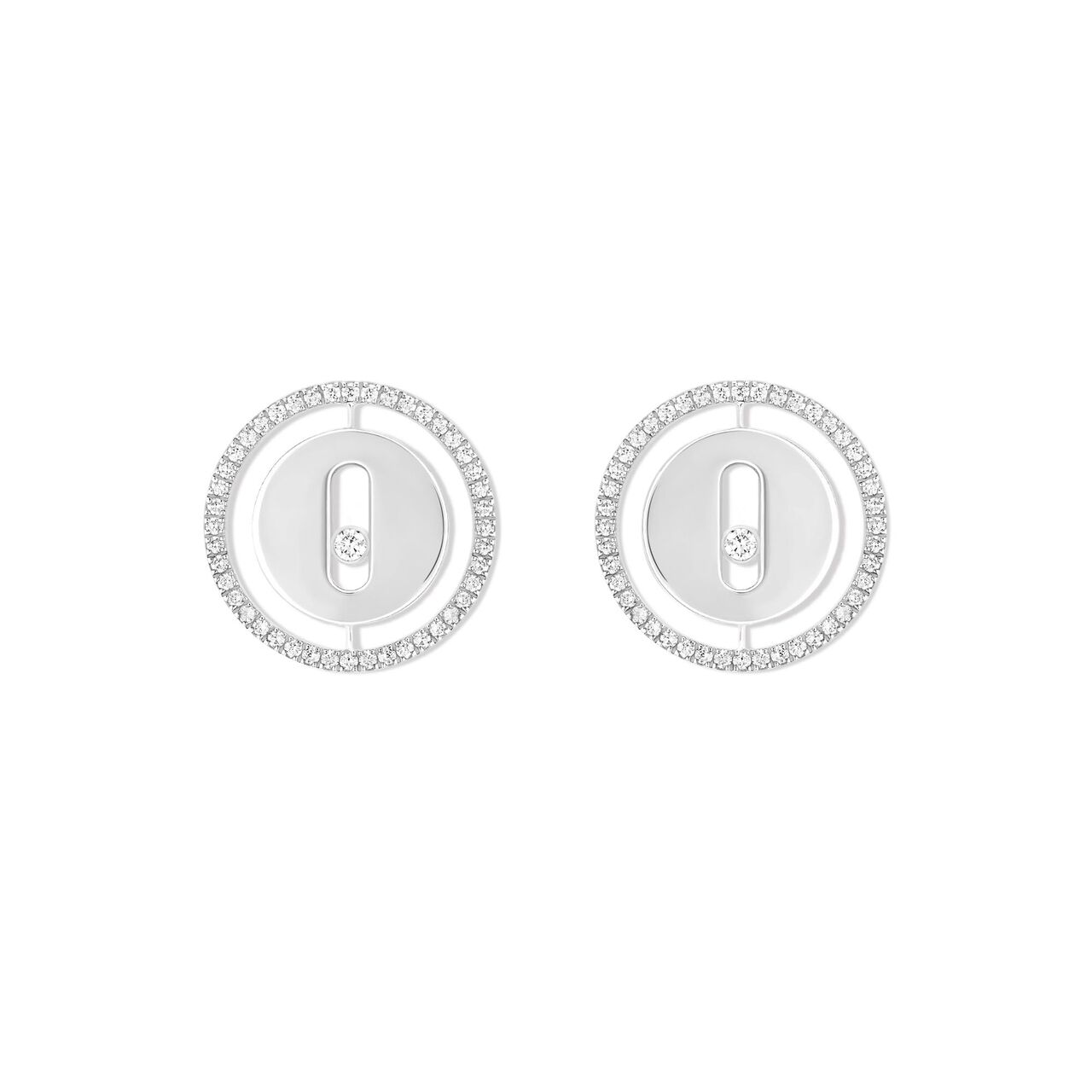Boucles d'oreilles clous Lucky Move en or blanc avec pavé de diamants image number 0