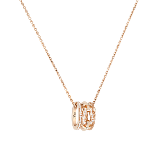 Close-up of Fred Force 10 Rise Small Rose Gold and Diamond Pav&eacute; Pendant image number 2