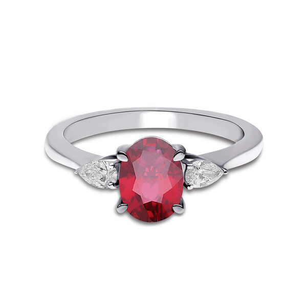 White Gold Ruby and Diamond Ring
