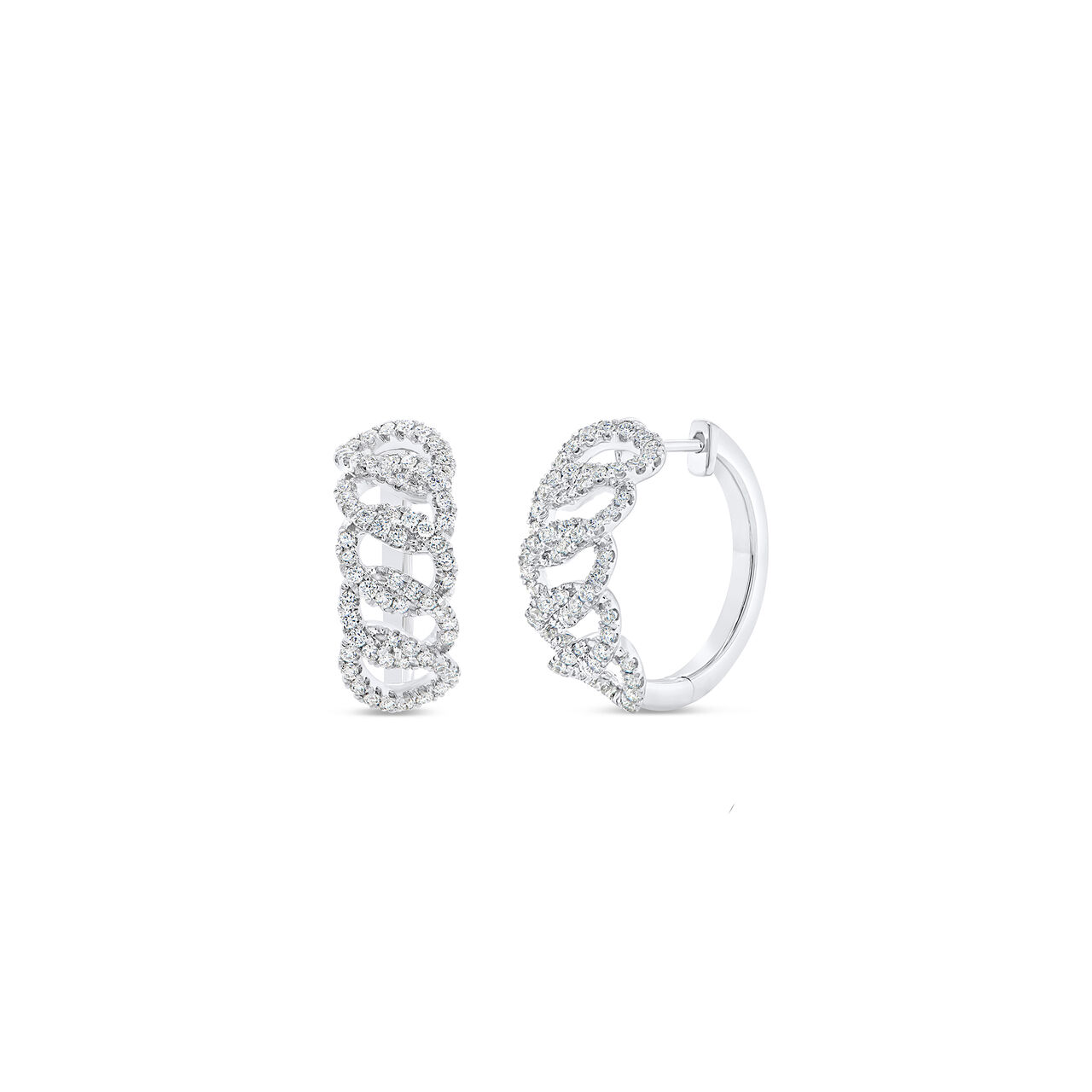 Uneek White Gold and Diamond Pavé Link Hoop Earrings ER4166W  image number 0