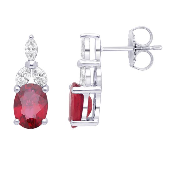 maison birks salon oval ruby stud earrings sg13115e 8x6 ru front side image number 1