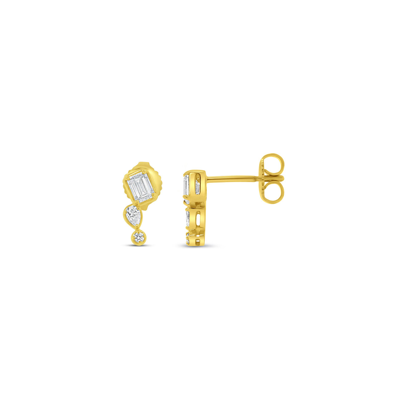 Uneek Alexandria Yellow Gold and Diamond Stud Earrings image number 1