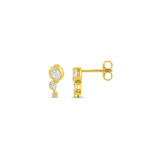 Uneek Alexandria Yellow Gold and Diamond Stud Earrings image number 1