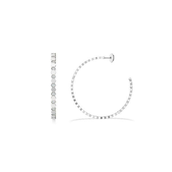 Boucles d'oreilles anneaux Bee de Chaumet en or blanc avec diamants, grand modèle