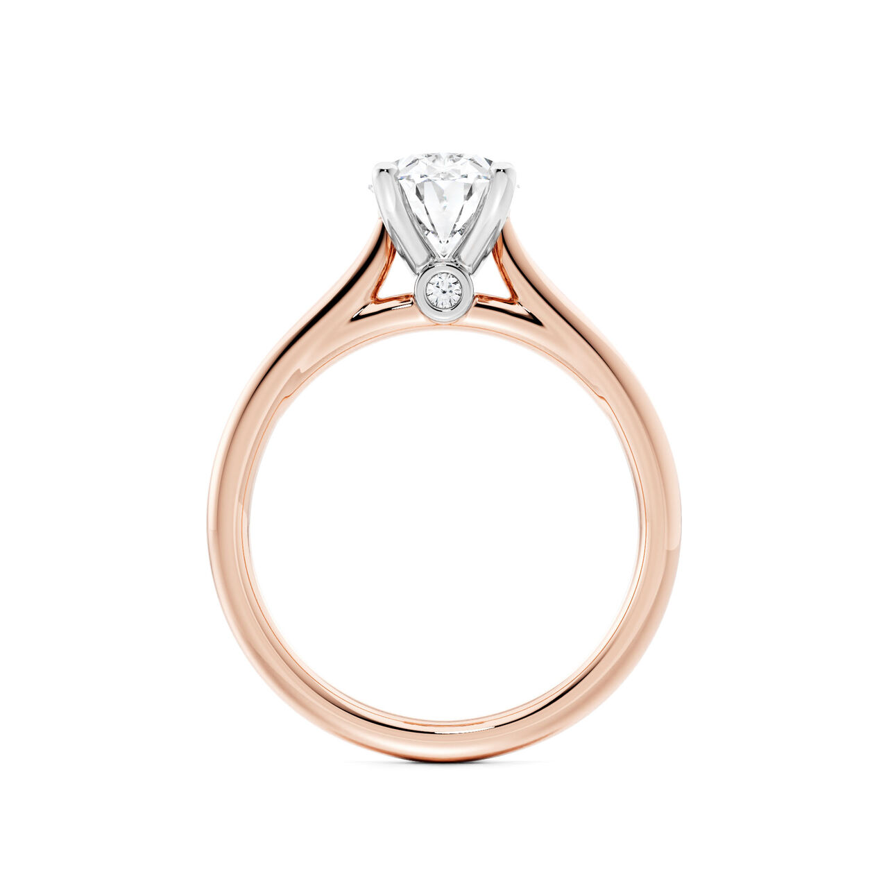 Birks 1879 Bague de fian&ccedil;ailles solitaire avec diamant taille ovale en or rose image number 2
