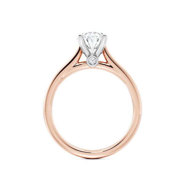 Bague de fian&ccedil;ailles solitaire avec diamant taille ovale en or rose