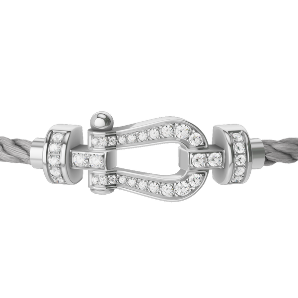 Force 10 Medium White Gold and Diamond Pav&eacute; Cable Bracelet