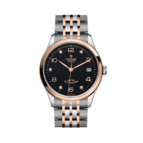 tudor 1926 36 mm steel case black diamond set dial steel and rose gold bracelet m91451 0004 image number 0